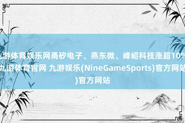 九游体育娱乐网甬矽电子、燕东微、峰岹科技涨超10%-九游体育官网 九游娱乐(NineGameSports)官方网站